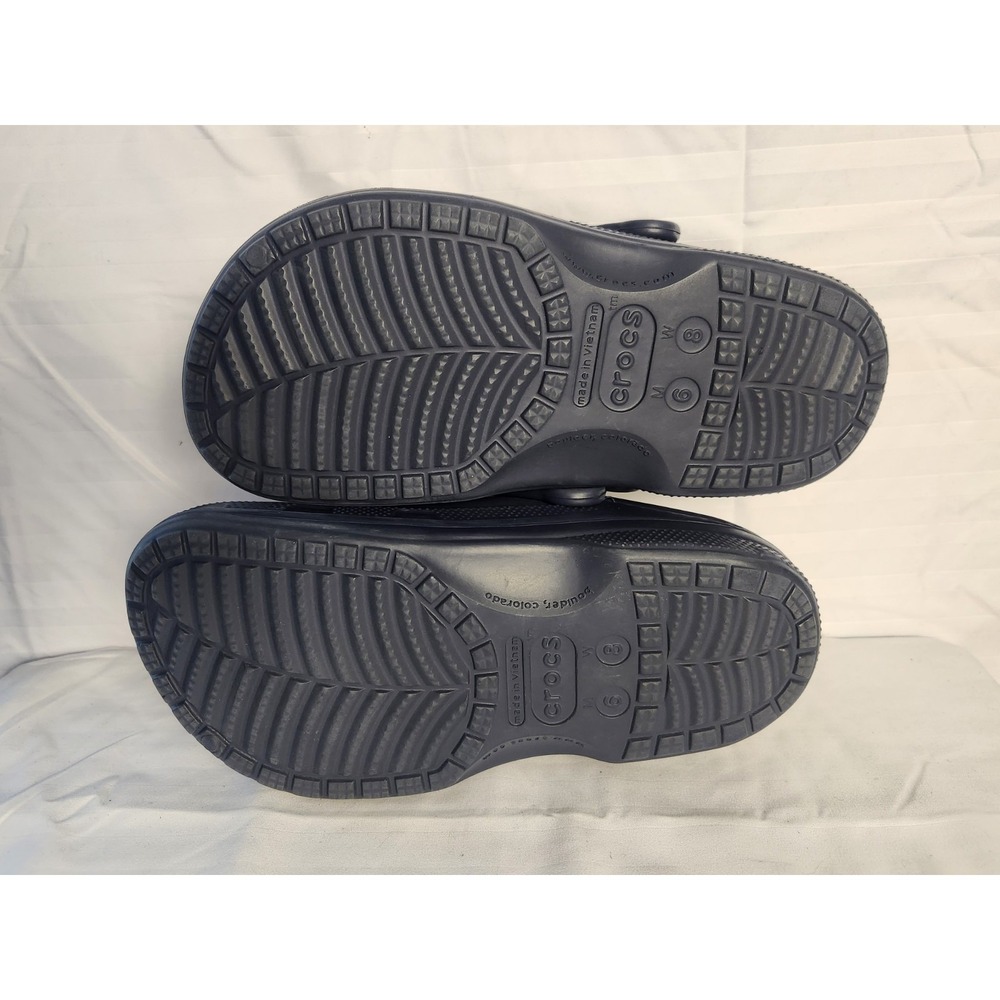 Crocs Classic Lined Slip On Clogs Shoes Sandals Navy Blue Mens 6  Womens 8 - Picture 5 of 6